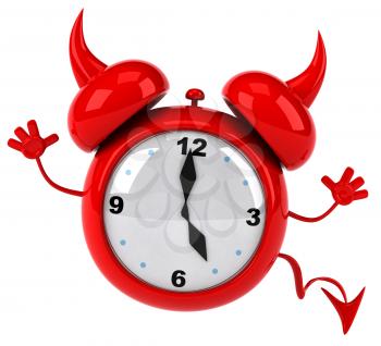Royalty Free Clipart Image of an Alarm Clock With Devil's Horns