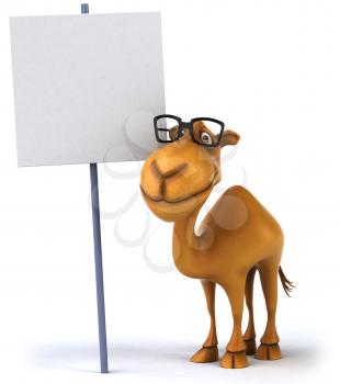 Royalty Free Clipart Image of a Camel With a Poster