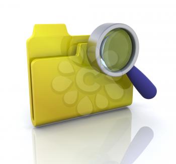 Royalty Free Clipart Image of a Disk and Magnifying Glass