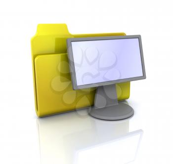 Royalty Free Clipart Image of a Folder and Monitor