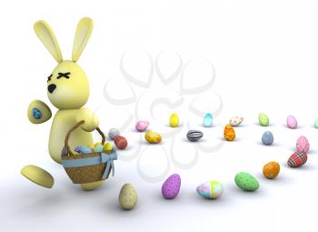 Royalty Free Clipart Image of an Easter Bunny With Easter Eggs