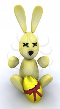 Royalty Free Clipart Image of an Easter Bunny and Egg