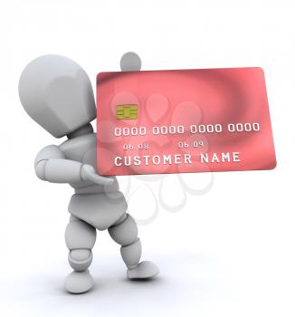 Royalty Free Clipart Image of a Person Holding a Credit Card
