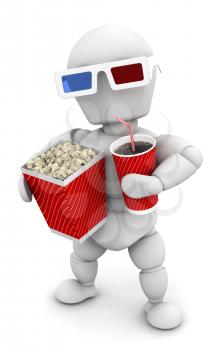 Royalty Free Clipart Image of a Person at the Movies With 3D Glasses, Popcorn and Soda
