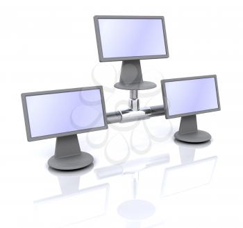 Royalty Free Clipart Image of Three Computers