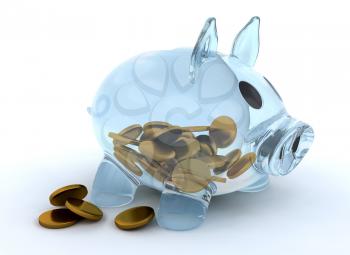Royalty Free Clipart Image of a Transparent Piggy Bank