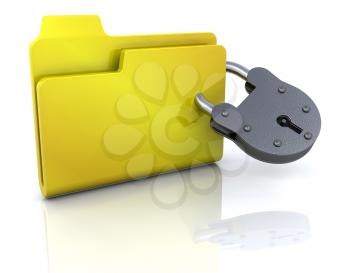 Royalty Free Clipart Image of a Folder With a Padlock