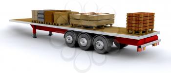 Royalty Free Clipart Image of a Flatbed With Cargo Carriers