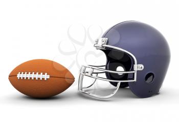Royalty Free Clipart Image of a Football and Helmet