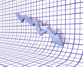 Royalty Free 3D Render of a Chart Showing Falling Profits