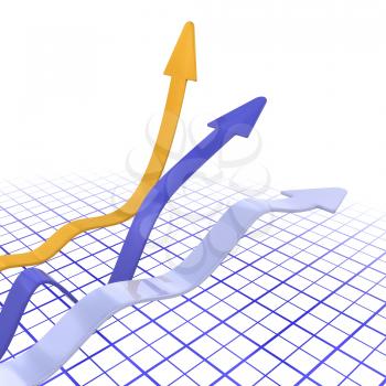 Royalty Free Clipart Image of a Chart With Three Arrows Above It