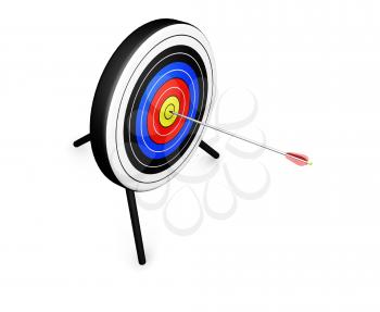 Royalty Free Clipart Image of an Arrow Hitting a Target