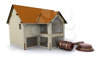 Royalty Free Clipart Image of a House and Gavel
