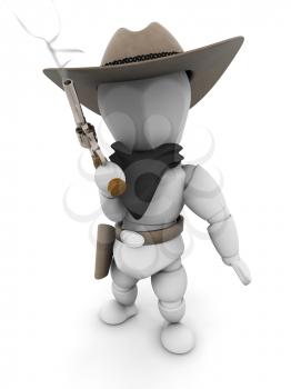 Royalty Free Clipart Image of a Bandit With a Smoking Gun