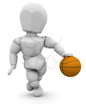 Royalty Free Clipart Image of a Person Dribbling a Basketball