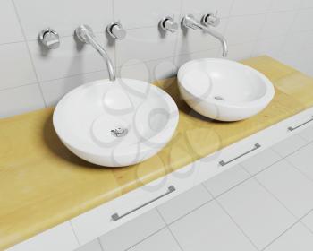 Royalty Free Clipart Image of Two Sinks