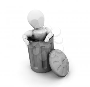 Royalty Free Clipart Image of Someone in a Trash Can