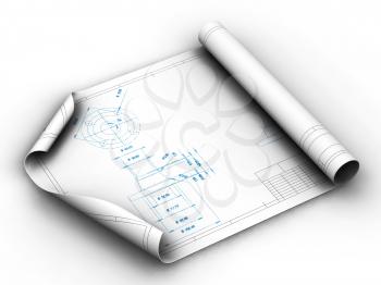 Royalty Free Clipart Image of Blueprints
