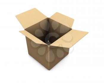 Royalty Free Clipart Image of an Open Cardboard Box