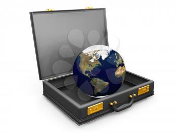 Royalty Free Clipart Image of a Globe in a Briefcase