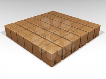 Royalty Free Clipart Image of a Square of Brown Boxes