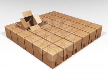 Royalty Free Clipart Image of an Open Box in a Square of Boxes