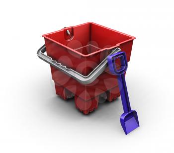 Royalty Free Clipart Image of a Toy Bucket and Spade