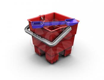 Royalty Free Clipart Image of a Bucket and Spade
