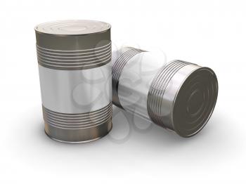 Royalty Free Clipart Image of Tin Cans With Blank Labels