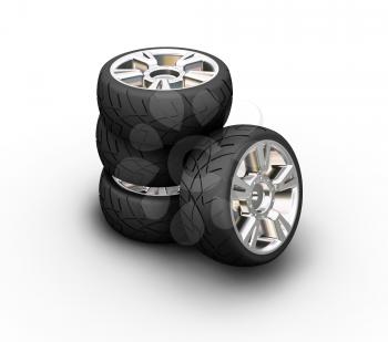 Royalty Free Clipart Image of a Car Tires