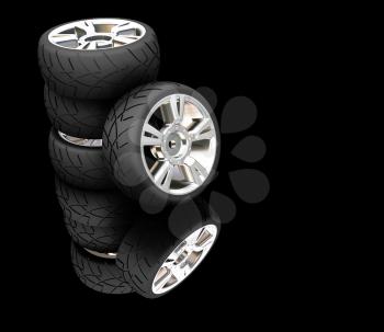 Royalty Free Clipart Image of a Car Tires