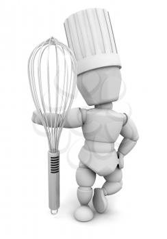 Royalty Free Clipart Image of a Chef With a Whisk