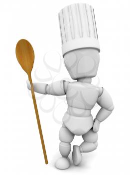 Royalty Free Clipart Image of a Person With a Wooden Spoon