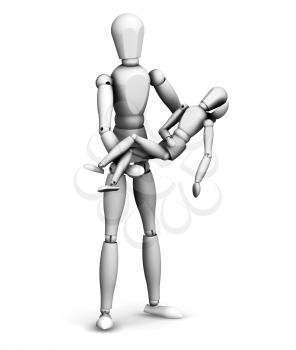 Royalty Free Clipart Image of a Person Carrying a Smaller Person