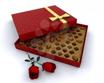 Royalty Free Clipart Image of a Chocolate Box With Roses