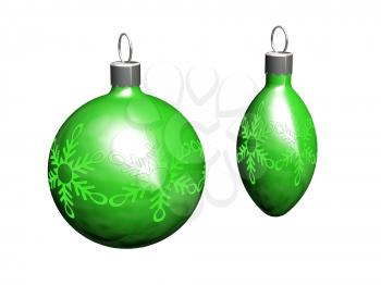Royalty Free Clipart Image of Green Christmas Tree Ornaments