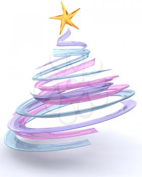 Royalty Free Clipart Image of a Spiral Christmas Tree