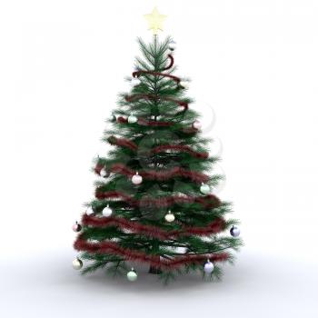Royalty Free Clipart Image of a Decorated Christmas Tree