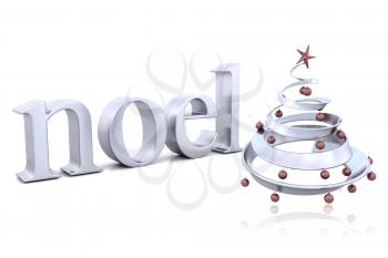 Royalty Free Clipart Image of a Tree By the Word Noel