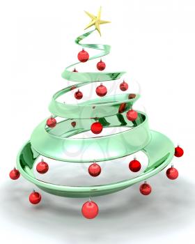 Royalty Free Clipart Image of a Metallic Christmas Tree