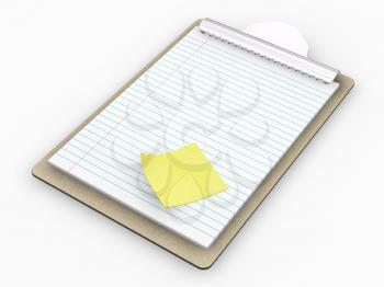 Royalty Free Clipart Image of a Clipboard With a Post-it Note Stuck To It