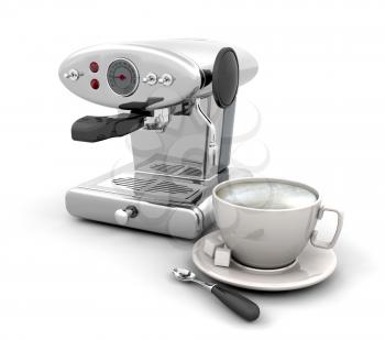 Royalty Free Clipart Image of a Coffee Maker and Cup