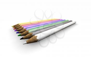 Royalty Free Clipart Image of Pencil Crayons in a Row