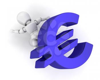 Royalty Free Clipart Image of a 3D Guy With a Euro Sign