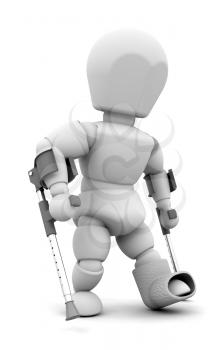 Royalty Free Clipart Image of a Person on Crutches