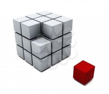 Royalty Free Clipart Image of a Cube With a Block Out
