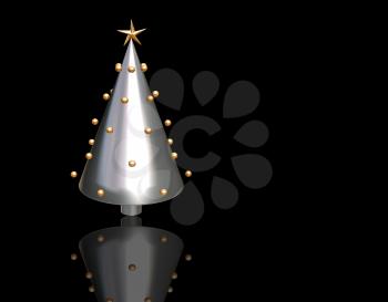 Royalty Free Clipart Image of a Metallic Christmas Tree on Black