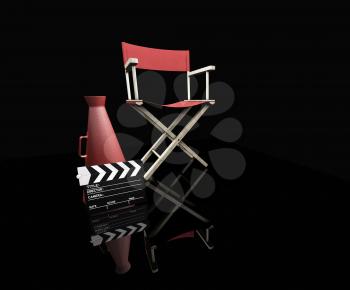 Royalty Free Clipart Image of a Director's Chair and Items