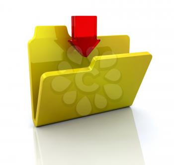 Royalty Free Clipart Image of a Folder and Arrow