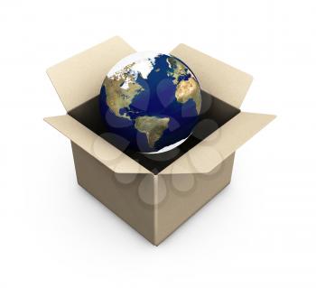 Royalty Free Clipart Image of a Planet in a Box